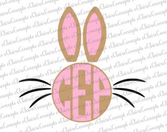 Easter Bunny Circle Monogram Digital Design SVG, Jpg, PNG, Pdf, Gif, Cricut, Silhouette Studio Cut File