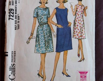 Misses'/Women's Chic Dress (Mad Men Style) Vintage 1960s Sewing Pattern McCall's 7229 Size 20.5 Bust 41 COMPLETE