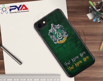 Harry Potter Phone Case - Personalized with a Name Slytherin Woodgrain House of Hogwarts for Apple iPhone & iTouch Devices