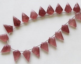 25 piece faceted STRAWBERRY QUARTZ fancy shape briolette beads 11 x 14 -- 12 x 18 mm approx