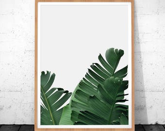 Banana Leaf Print, Leaf Print, Palm Leaf, Tropical Poster, Digital Download, Palm Leaf Wall Decor, Tropical Art Print, Palm Tree Print Art