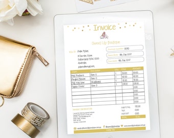 Business Invoice for small handmade businesses | The Ultimate Business Planner For Handmaidens | Gold polka dot theme | PDF File | Billing