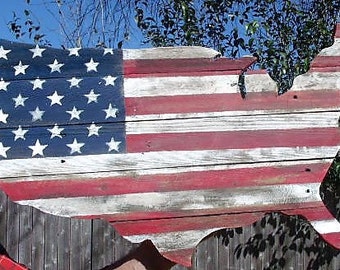 Wood American Flag Rustic Shape Of America USA Wood American Flag Rustic Shape Of America USA