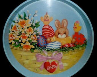 SALE**Vintage German Easter Serving Tray~Frohe Ostern~Happy Easter~Metal Serving Tray~Vintage Easter Deco~German Easter Deco~