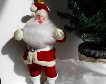 Vintage Harold Gale Santa Clause Standing 14" tall Vintage Christmas Decoration 1950s Standing Figurine Plush Red Velvet