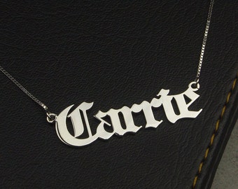 Old English Necklace, Personalized Old English Necklace, Name Necklace, Sterling Silver Old English Necklace, Name Necklace Old English