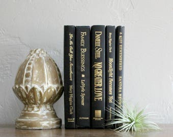 Decorative Books Black Books, Black and Gold Book Set Bookshelf Decor, Wedding Table Decor, Book Collection, Bookcase Decor, Instant Library