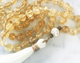 Citrine Mala Necklace | Mala Beads | 108 Mala Beads | Mala Jewelry | Meditation Beads | Boho Jewelry | Citrine Jewelry | Citrine Necklace