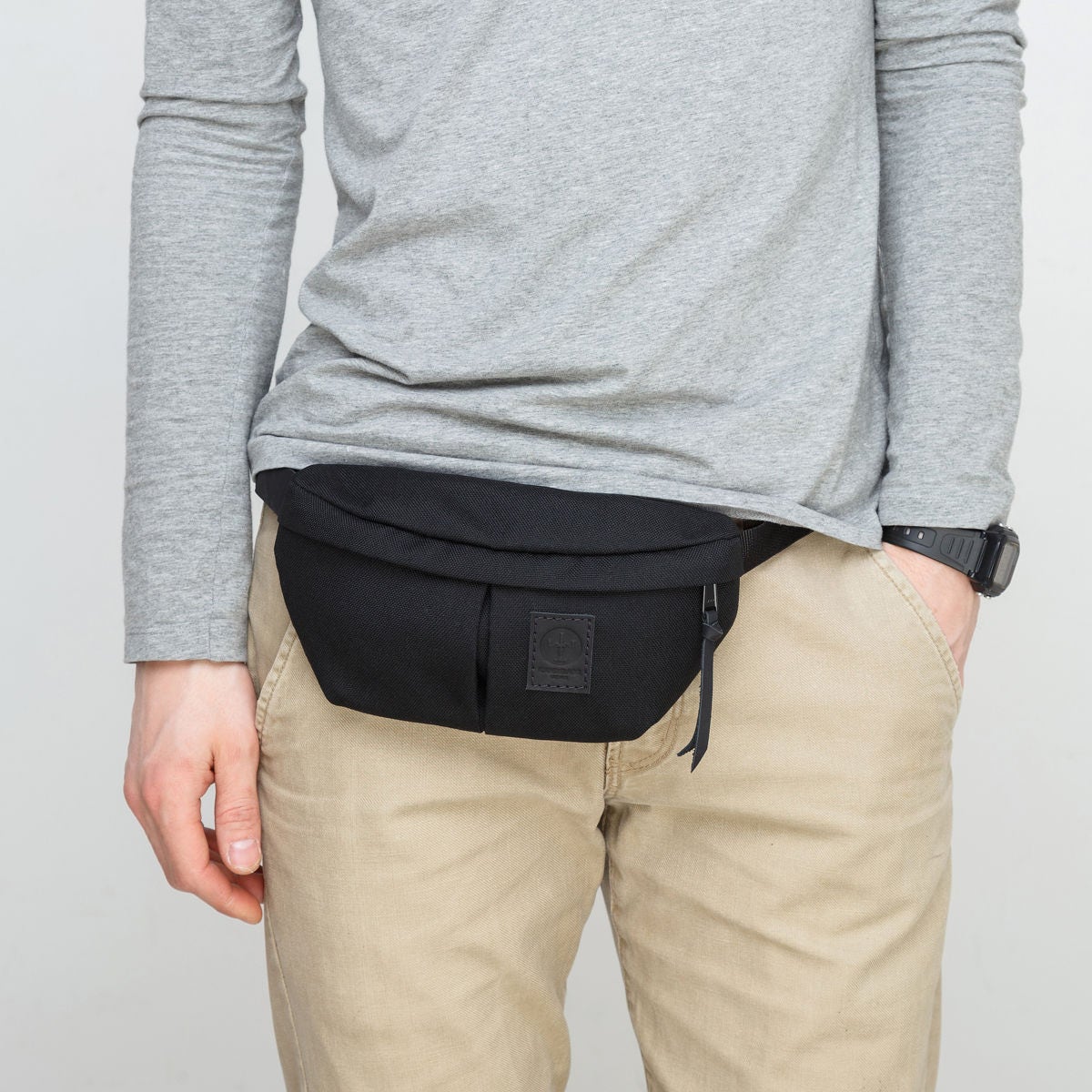 Total Black Fanny pack Hip pack Waist pack Leather fanny pack