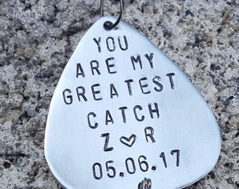 You are my greatest catch, fishing lure, gift for husband, gift for boyfriend, gift for fiance, best catch, Hand stamped, fathers day, lure
