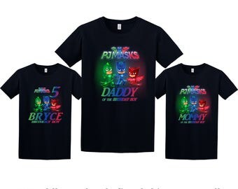 PJ Masks Birthday Shirt, PJ Masks Custom Shirt, Personalized PJ Masks Shirt, Pj Masks family shirts, Birthday t-shirt for girls and boys
