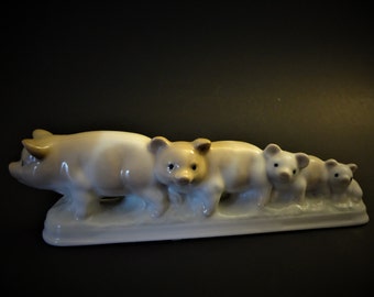 Pigs Family Pig Figurine Porcelain