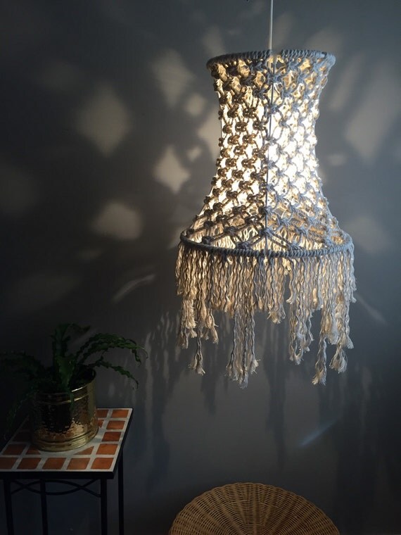 Macramé Swag Lamp Short Fringe Light Pendant Boho