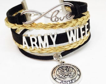 Army Wife, Army Wife Bracelet, Army Jewelry, Army, Valentines Day Gift, Army Valentine, Gift for Wife, Military Wife, Deployment Gift