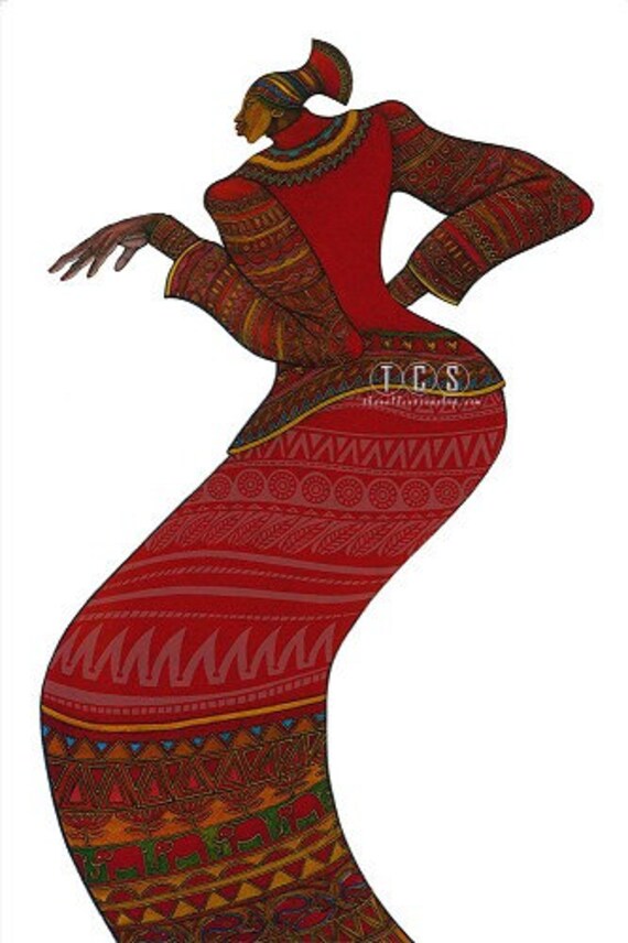 Lady in Red Remarque By Charles Bibbs African American