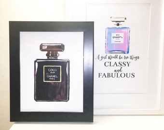 2 x chanel prints / chanel quote print \ coco chanel purfume print