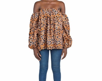 Pleated Ankara Chiffon Top - 067
