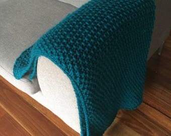 Chunky Knit Blanket / Wool Knit Throw / Chunky Knit Throw / Large Knit Blanket / Knit Wool Blanket / Knit Wool Throw