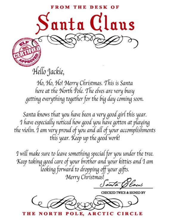 DOWNLOAD Letter From Santa Claus EDITABLE