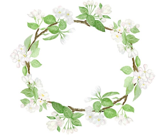 Watercolour Flower Wreath Clip Art Digital Download PNG Vector