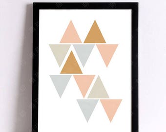 Graphic canvas triangle 30 x 40 cm decorative wall post pastel Scandinavian poster