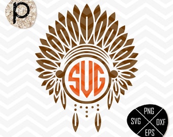 Apache Red Indians SVG*Headdress Monogram*Indian SVG*Apache native SVG*svg,clipart,eps,dxf,png,jpg*Cutting File*Cricut*Silhouette*Sure Cuts