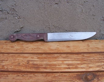 Vintage kitchen knife, Engraved blade, Engraved knife, Chef knife, Kitchen cutter, Vintage cutlery, Hand-forged knife, Vintage kitchen