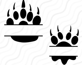 Split Paw SVG, Paw Monogram SVG, Paw Print SVG Cut table Design,svg,dxf,png Use With Silhouette Studio & Cricut_Instant Download