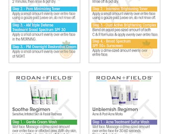 Rodan and Fields Regimen Instructions - Sized As Business Cards for Samples (40 count)