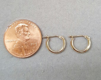 10mm 14k gold hoops/tiny hoop earrings/Small hoops/10mm yellow gold hoops/round hoops/14ky gold earrings/jewelsbybun/minimalist hoops