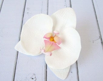 White Orchid Hair Clip - Orchid Hairpin - Wedding Flower Hair Accessories - Summer Flowers Hair Pin - Hair Decoration - Orchid Bobby Pin
