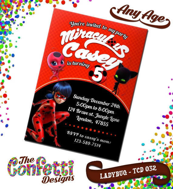 Miraculous Ladybug Invitation Miraculous Ladybug Birthday