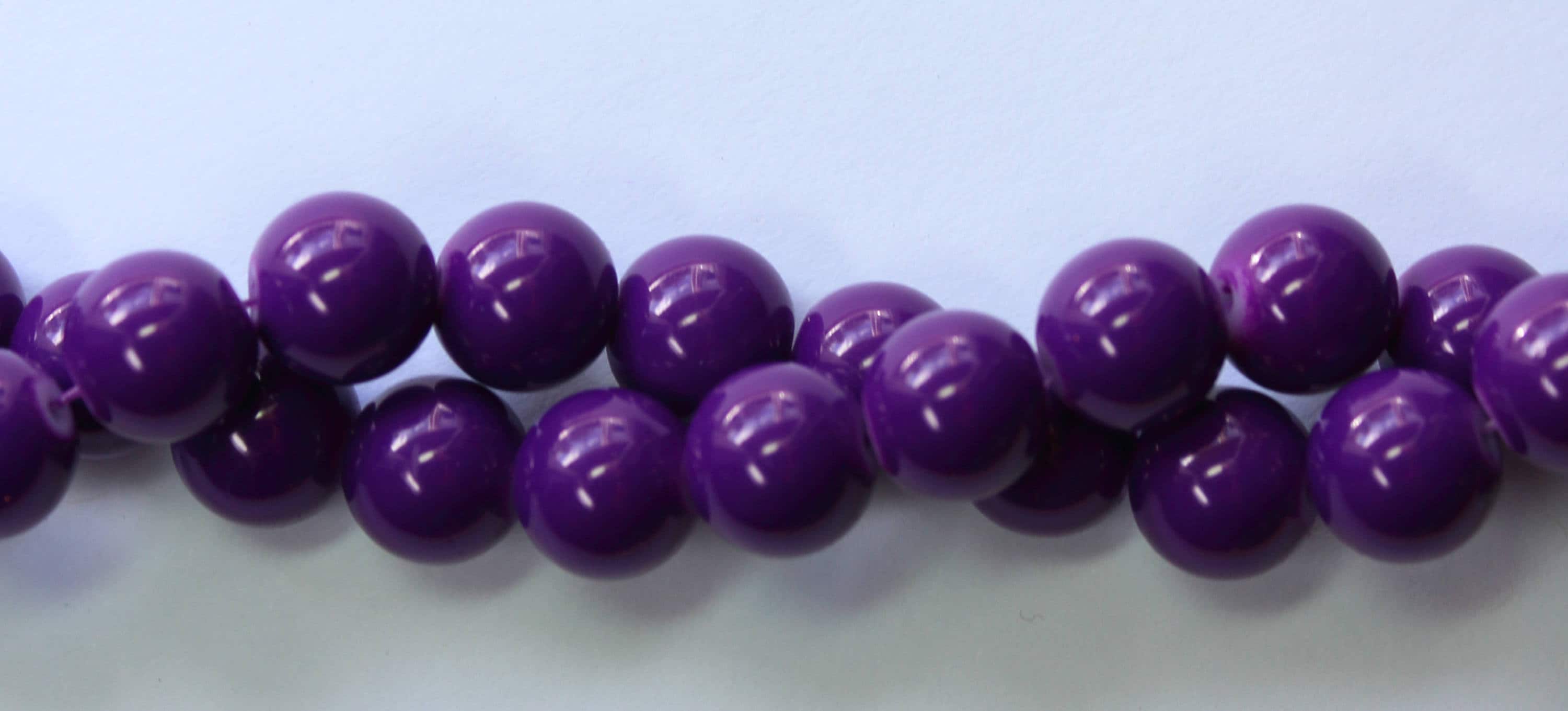 10mm Purple Beads Dark Purple Glass Rounds 30 inch Strand 80