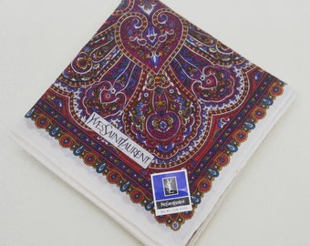 FREE SHIPPING!!! Yves Saint Laurent YSL Paisley Hanky Handkerchief