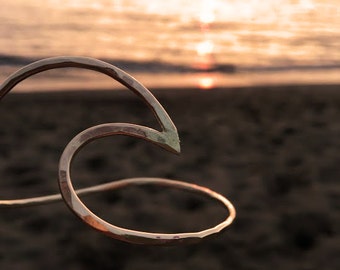 NEW** Stackable Hammered Wave Bangle- Wave Bracelet- 14k Gold Filled, Sterling Silver