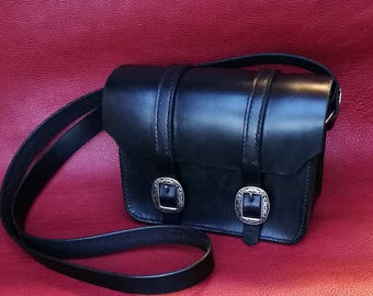 Black leather shoulder bag