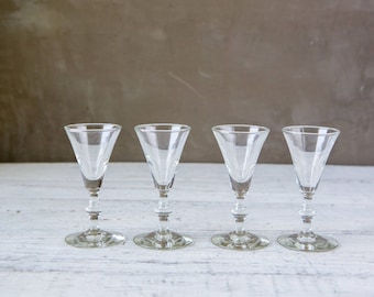 Set of 4 Vintage Cordial Glass-Food Photography Props