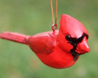 Cardinal Ornament, Wood Carving
