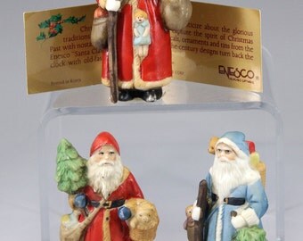 3 Santa, Small Figurine, Enesco, Gifted Line, John Grossman, Santa Claus Shoppe, Gift for Her, Gift for Mom, Birthday Gift, Home Décor