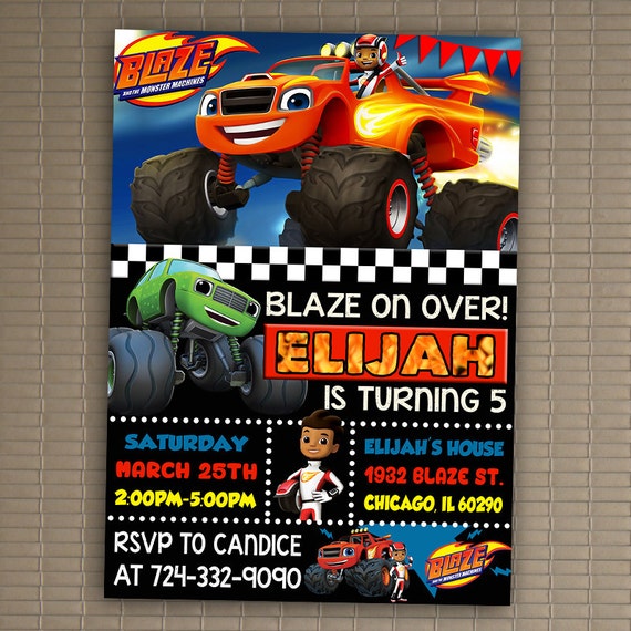 Blaze And The Monster Machines Birthday Invitations Templates 3