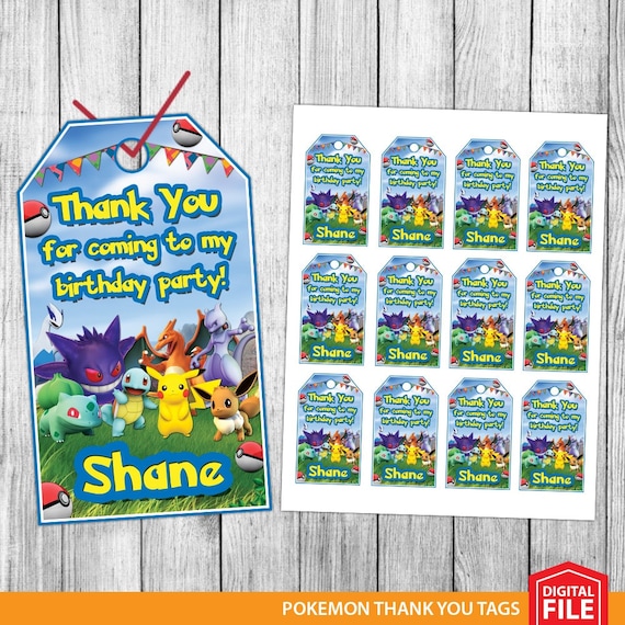 Pokemon Thank You Tags Pokemon Tags Pokemon Tag Gift
