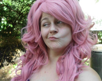 Pink Wig, Bump Wig, Long Curly, pastel, pinkie pie, Rose Quartz cosplay, Mystery Girl, Curly, Drag Queen, scene hair Marie Antoinette Wig