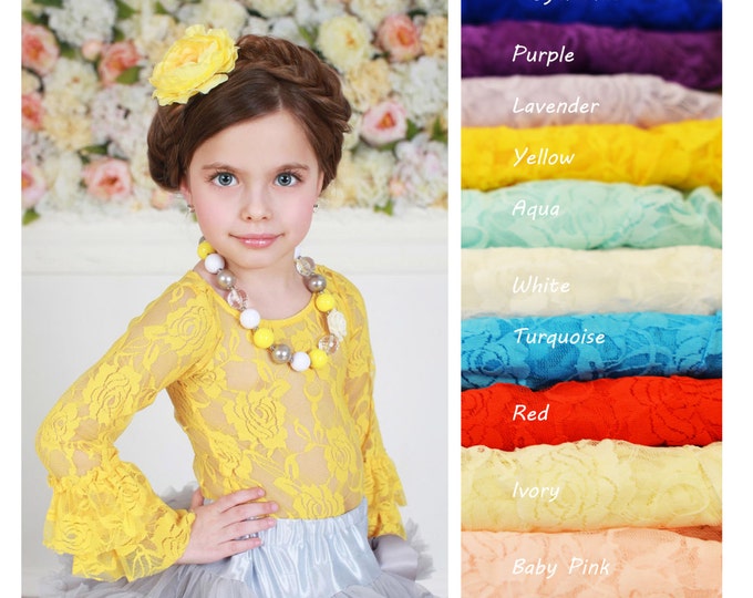 Baby Girls Lace Top, PICK COLOR, baby birthday top, baby cake smash top, baby girls long sleeve top, baby girls posh top, photography props
