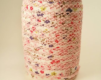 Picot Crochet Lace Edge Double Fold Bias Tape Binding Pink Trim Floral