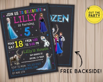 Frozen invitation, Frozen birthday invitation, Frozen chalkboard invitation, Frozen party invitation