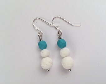 Under the Sea, White Coral diffuser, dangle earrings, diffuser jewelry, coral earrings, white sponge coral, oil diffuser, silver earrings