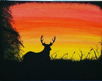 Items similar to Deer in the Meadow Original Watercolor Painting on Etsy