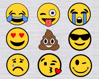 Emoji SVG Bundle, Emoji svg, Emoji clipart, face svg, emoticon svg files for silhouette, cricut download, dxf, png, cut files, vinyl cutting