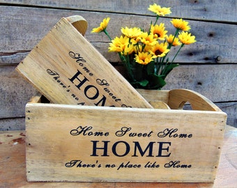 Set of 2 Small Wooden Crates,Vintage Crates, Wooden Flower Boxes, Rustic Crates, Shabby Chic Decor,Wedding Crates,Wedding Decor