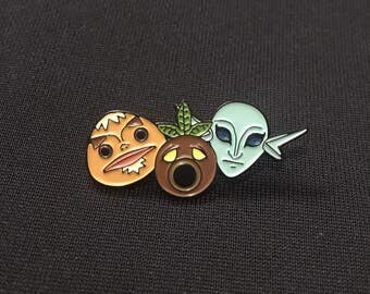 Legend Of Zelda Mask Set Enamel Pin Goron, Deku Scrub, Zora (Majora's Mask)